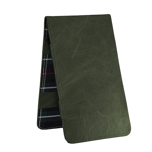 Scorecard and Yardage Book Holder, Pull-Up Leather with MacKenzie Plaid Interior