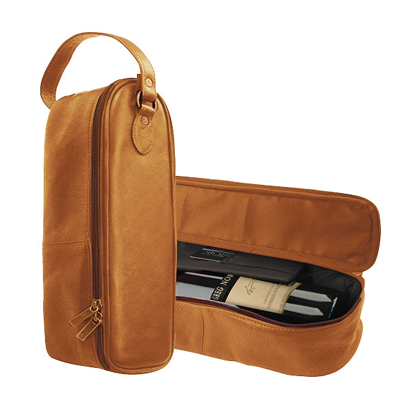 Single Bottle Wine Carrier in Colombian Leather