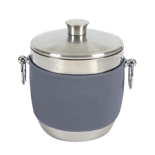 Stainless Ice Bucket with American Leather Wrap