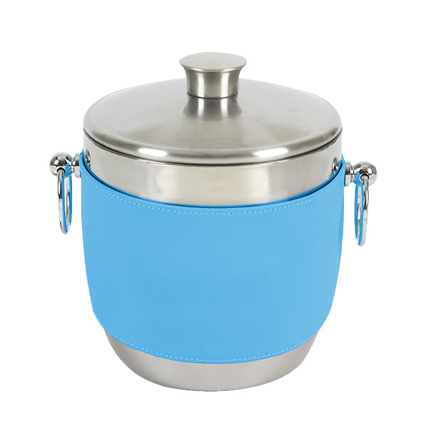 Stainless Ice Bucket with American Leather Wrap