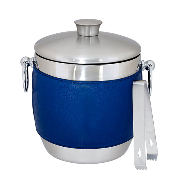 Stainless Ice Bucket with American Leather Wrap