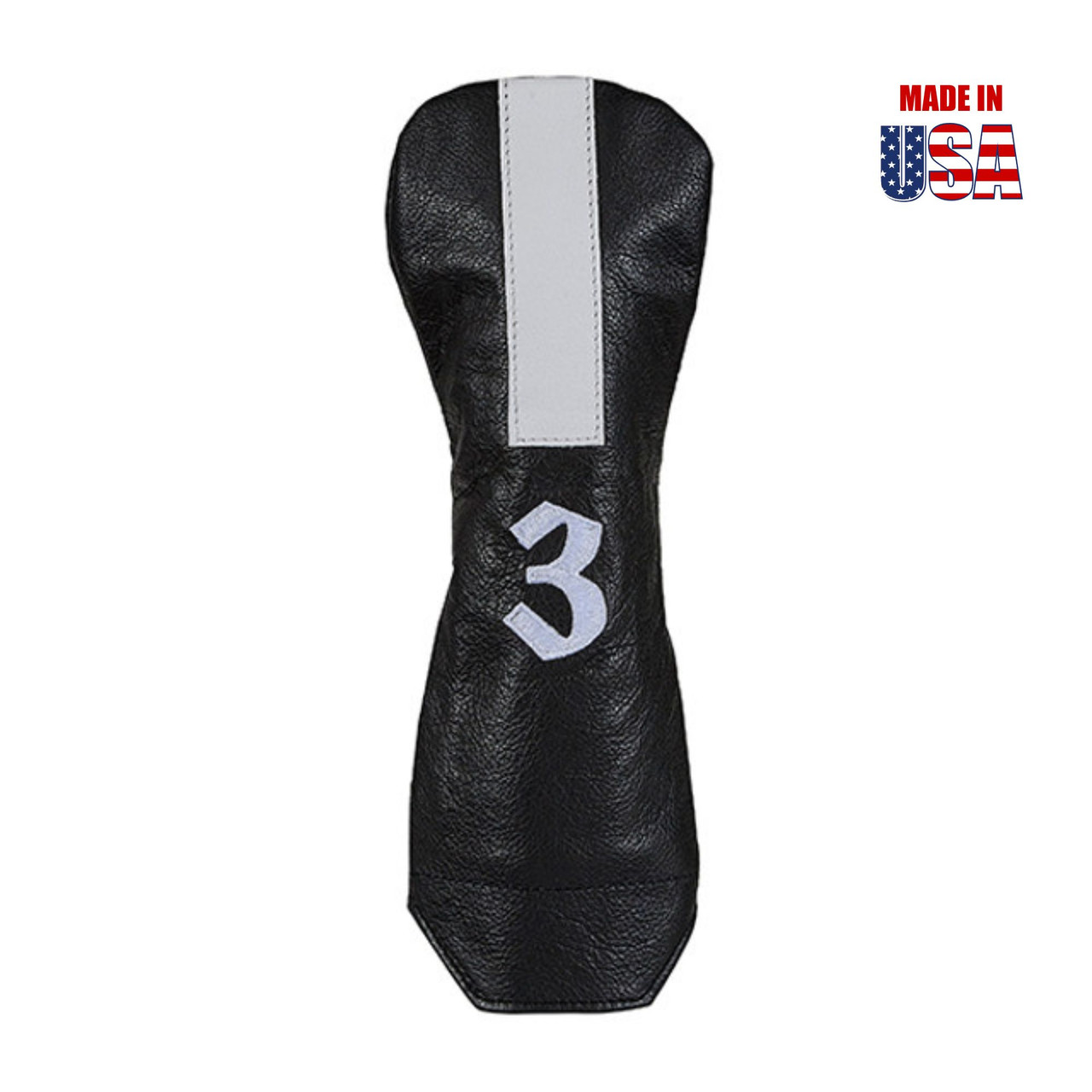 Vertical Racing Stripe Leather Headcovers with Vintage Script