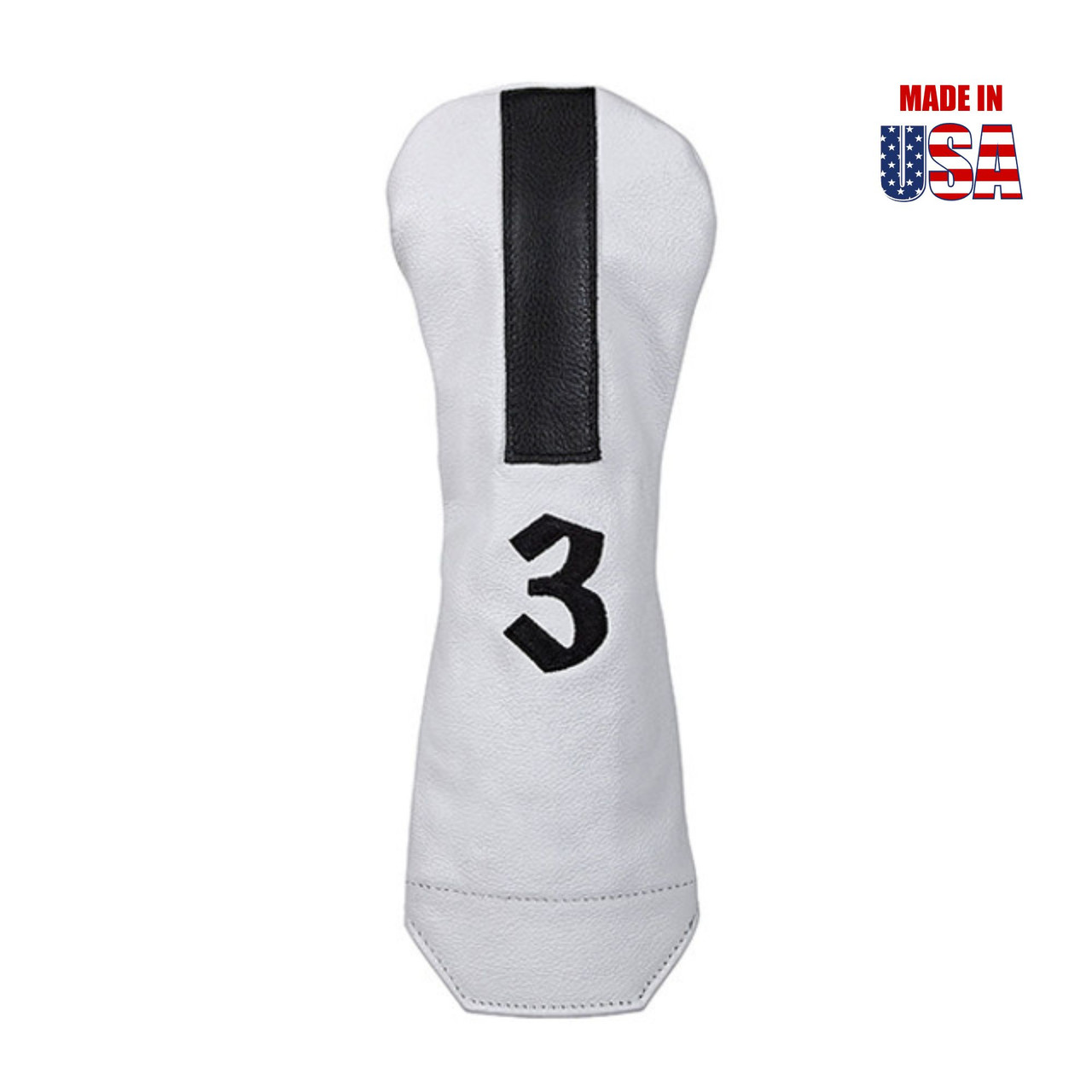 Vertical Racing Stripe Leather Headcovers with Vintage Script