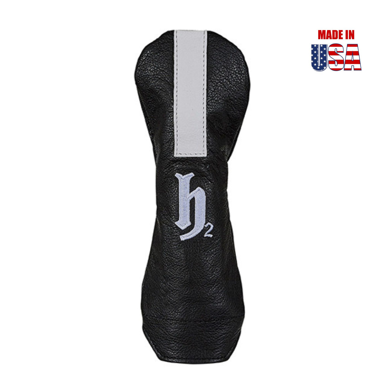 Vertical Racing Stripe Leather Headcovers with Vintage Script
