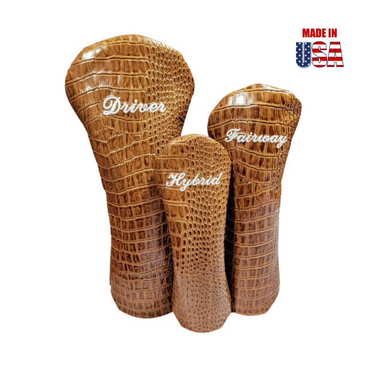 Classic Script on Alligator Print Leather Headcovers