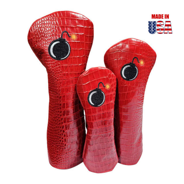 BOMB IT Ferrari Red Alligator Print Leather Headcovers