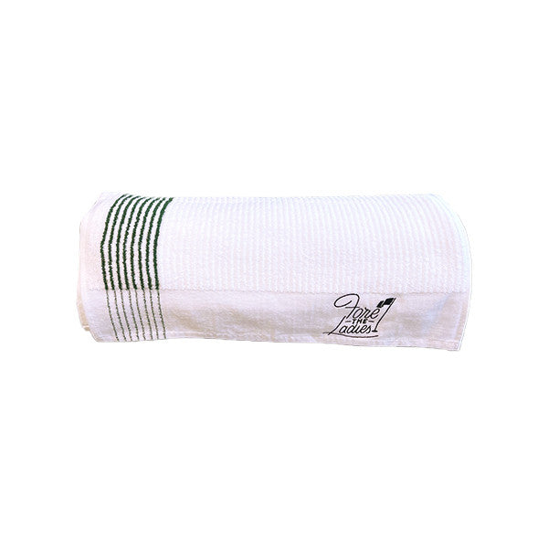 White with green stripes