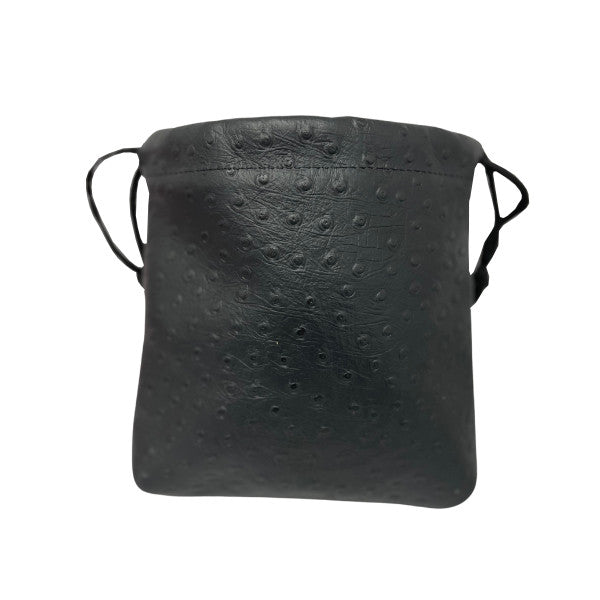 Black Ostrich Print Drawstring Pouch