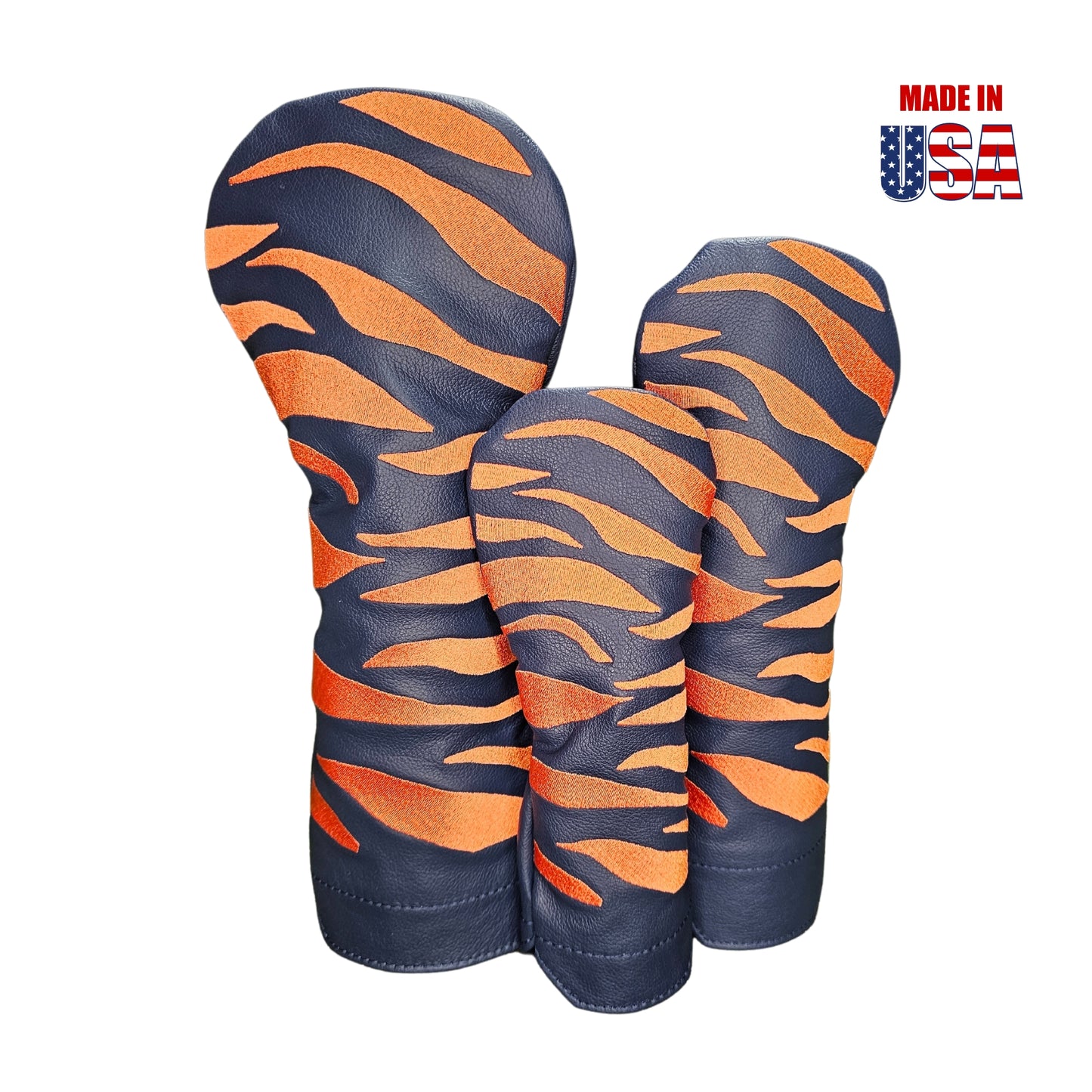 Tiger Stripe Leather Headcovers