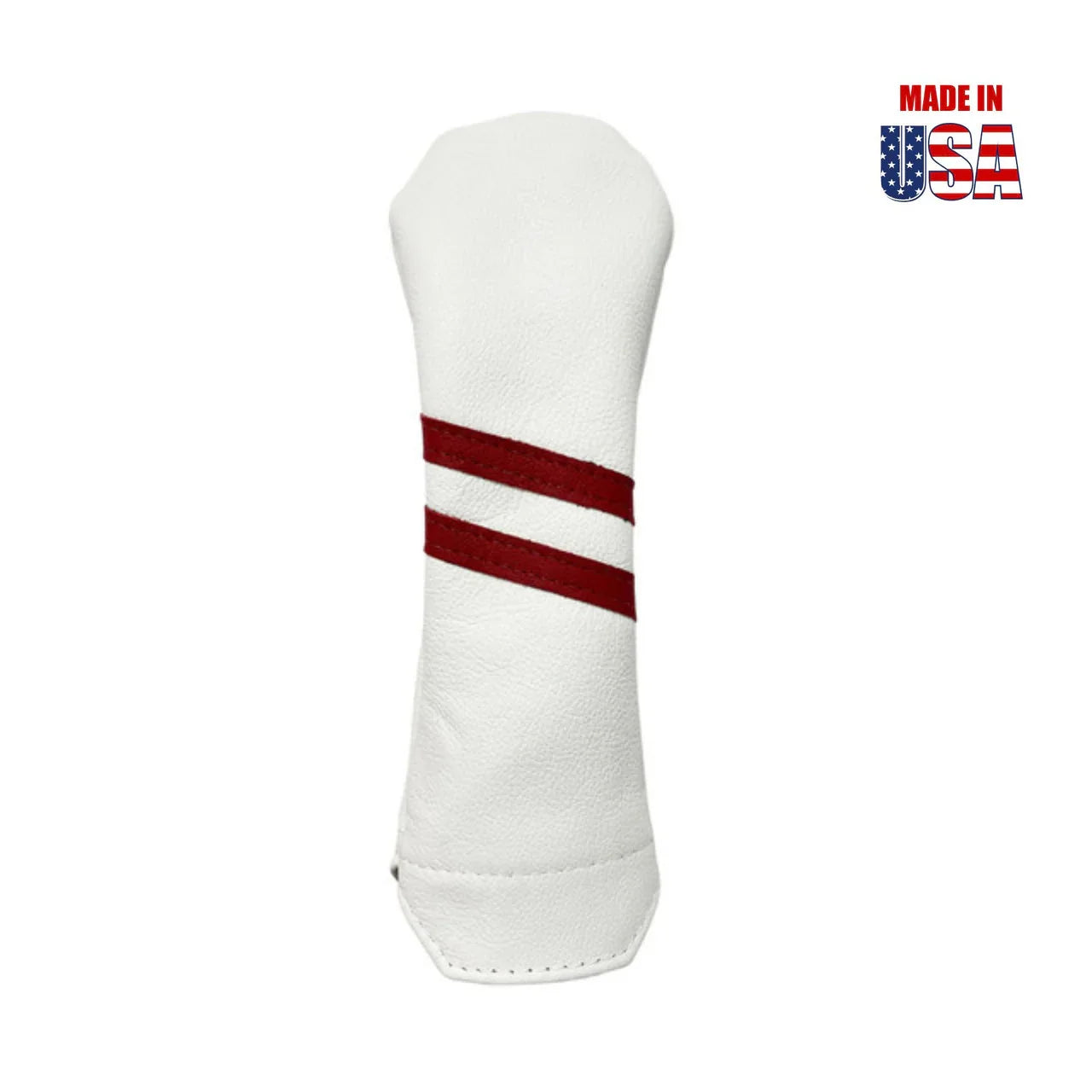 Winston Collection white golf club headcover with red stripes, Made in USA