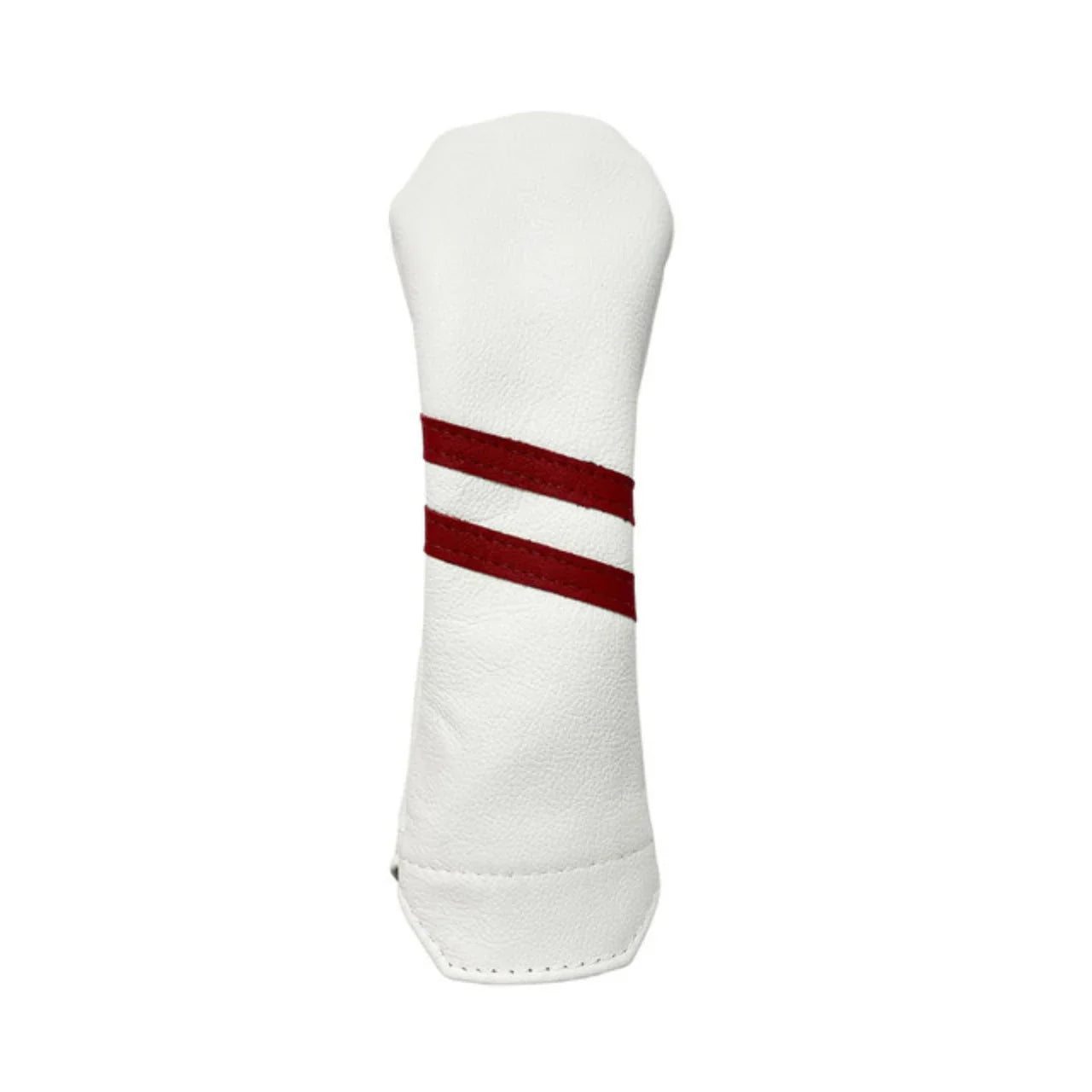 Two Stripe Traditional Leather Golf Headcovers - Hybrid - White with Red Stripes