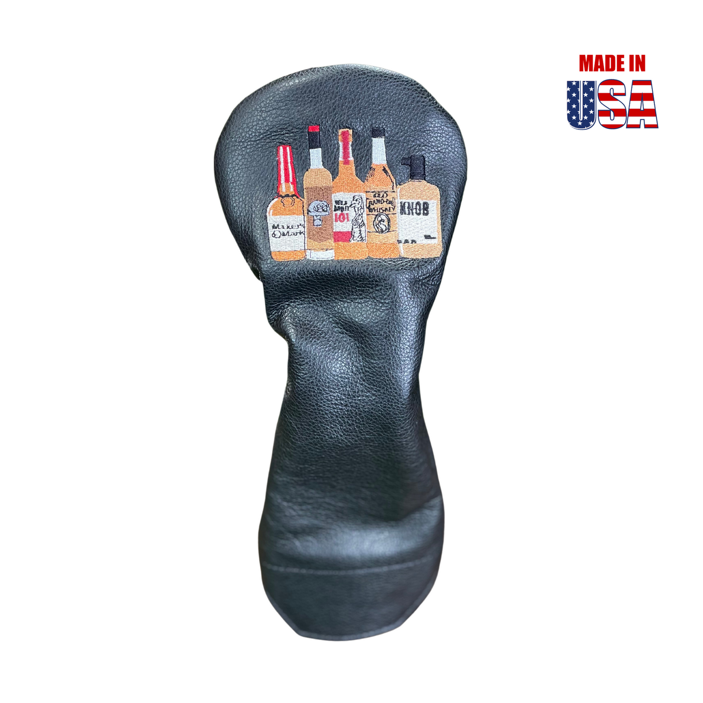 Golfer’s Favorite Drink Headcovers on Black American Leather