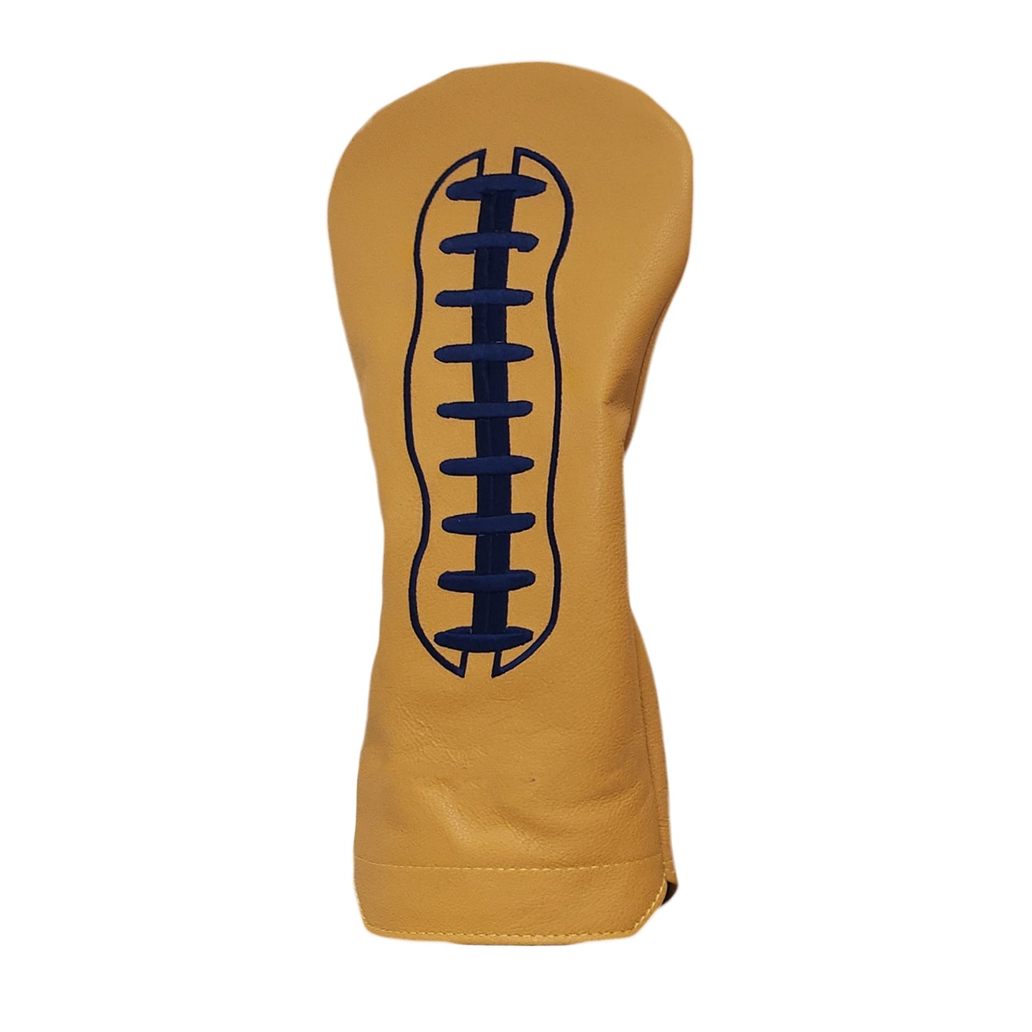 Football Team Colors Driver Leather Golf Headcovers - Navy Laces/Classic Gold Leather