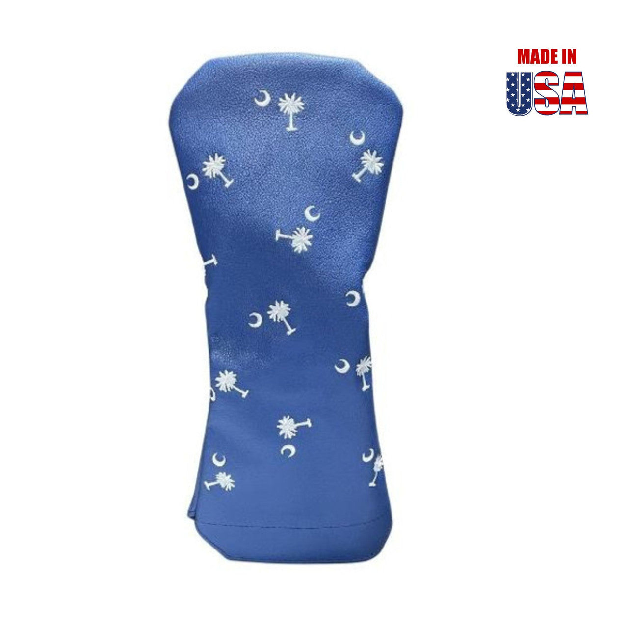 Palmetto Crescent Leather Headcovers - Hybrid - Ocean Blue with White Embroidery