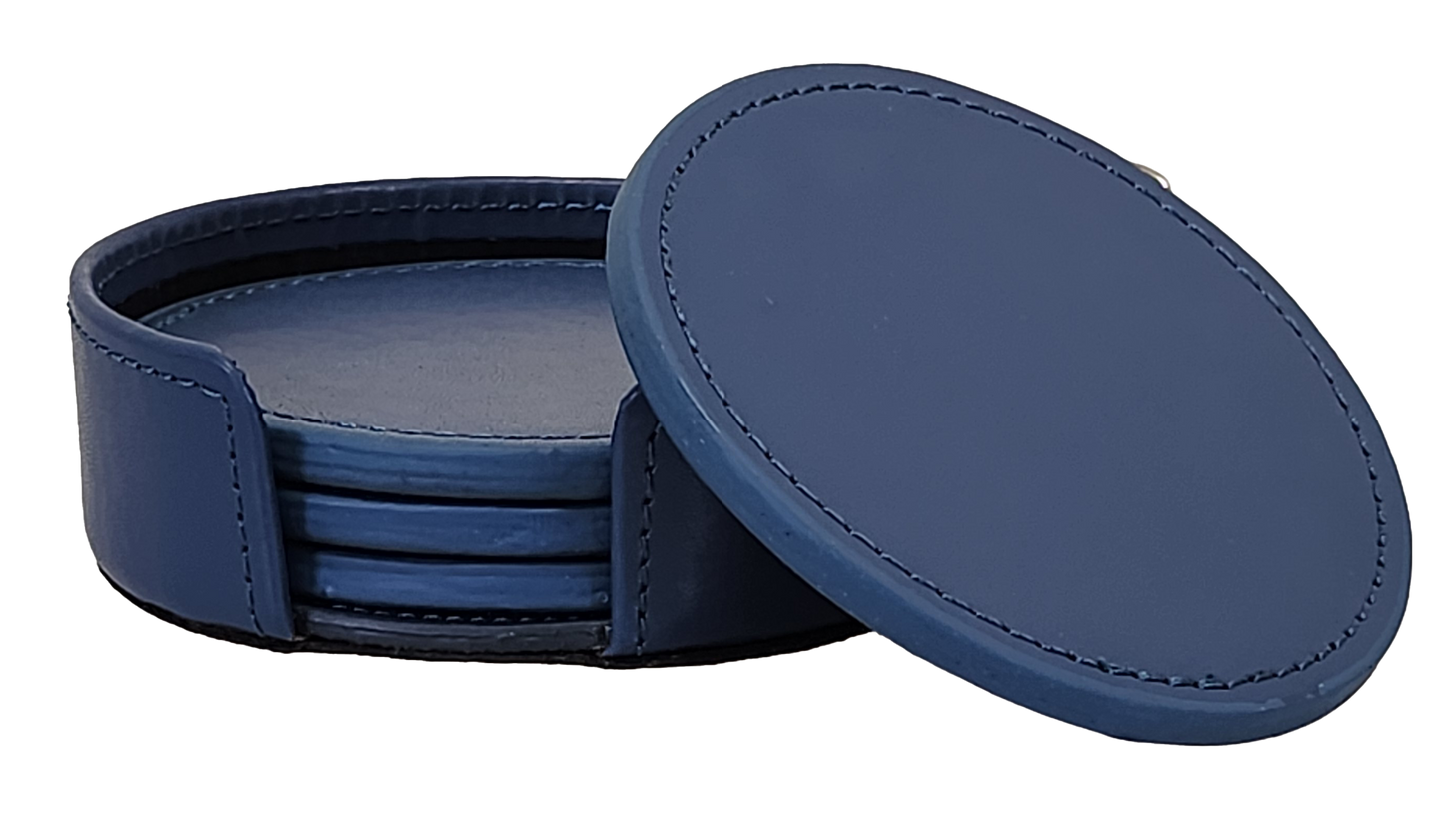 Round Coaster Set-5PC, Bonded Leather