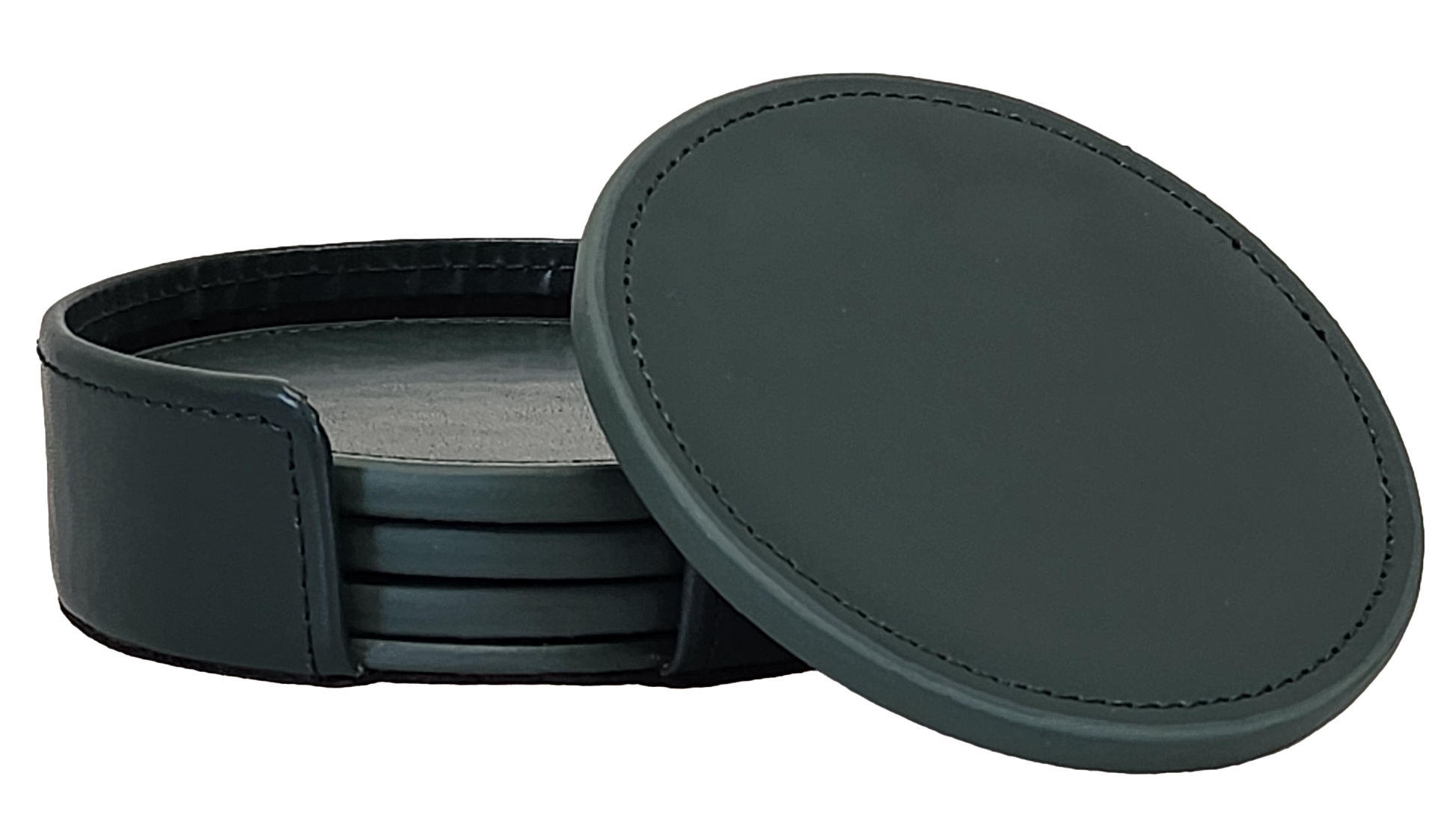 Round Coaster Set-5PC, Bonded Leather