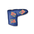 American Flags with Gold Outline Blade Leather Putter Covers - Ocean Blue