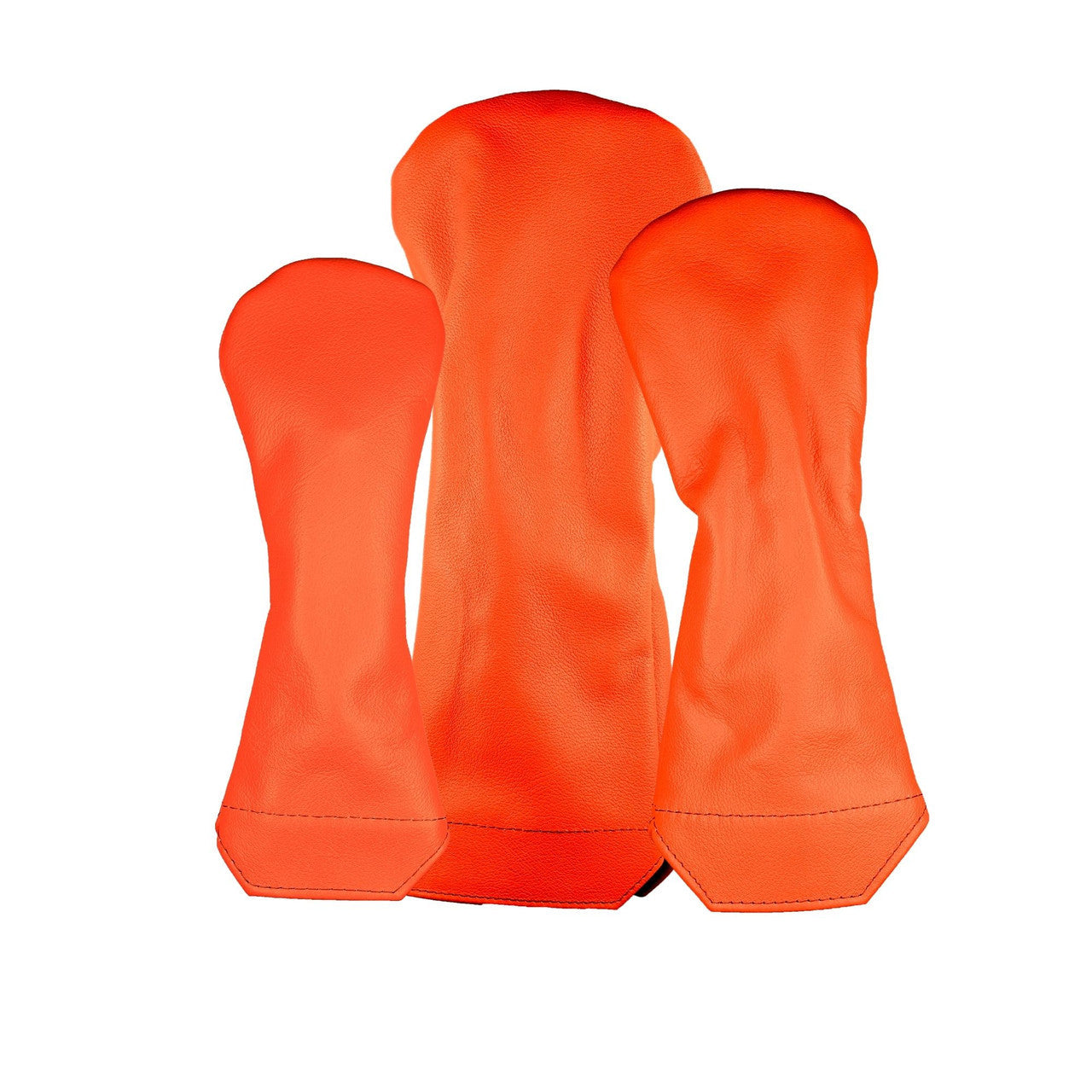Premium Neon Solid Leather Headcovers - Hybrid - Neon Orange