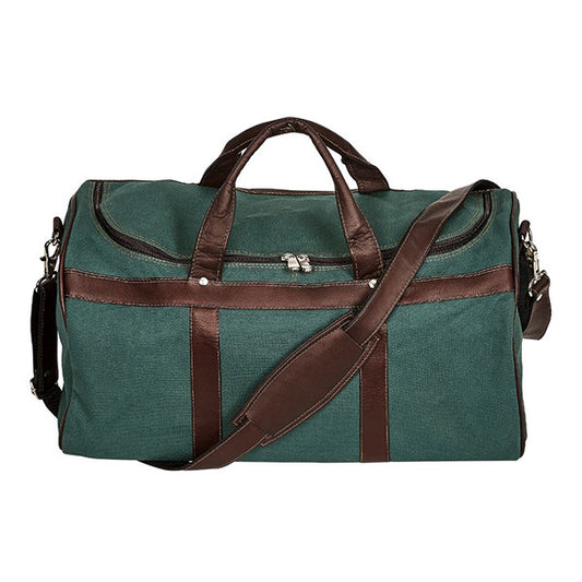 Classic Duffel Bag in Green Canvas with Café trim