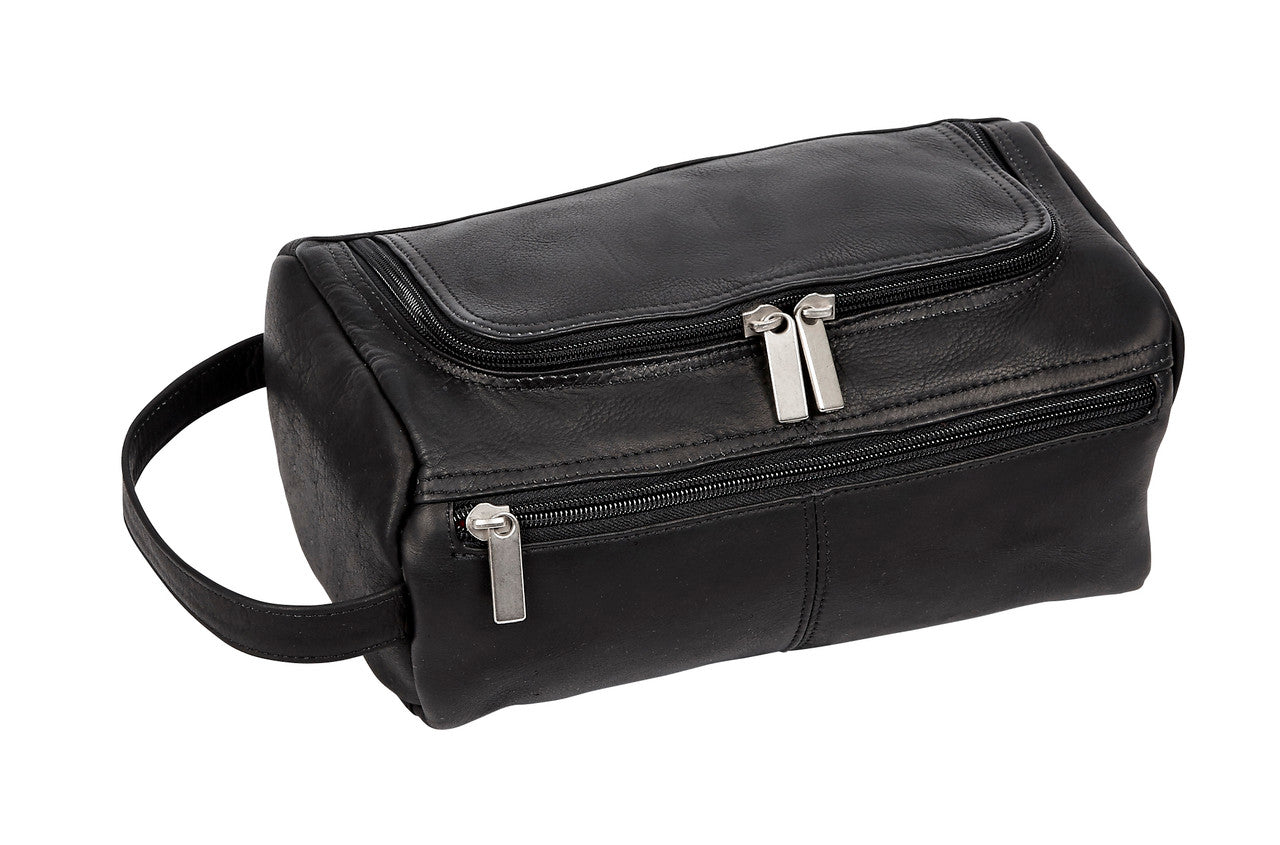 Black Colombian Leather Toiletry Bag
