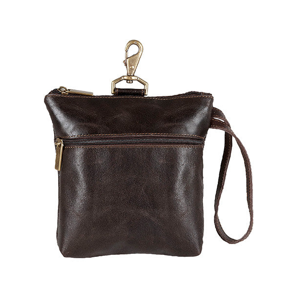 Deluxe Valuables Pouch in Distressed Brown Colombian Leather