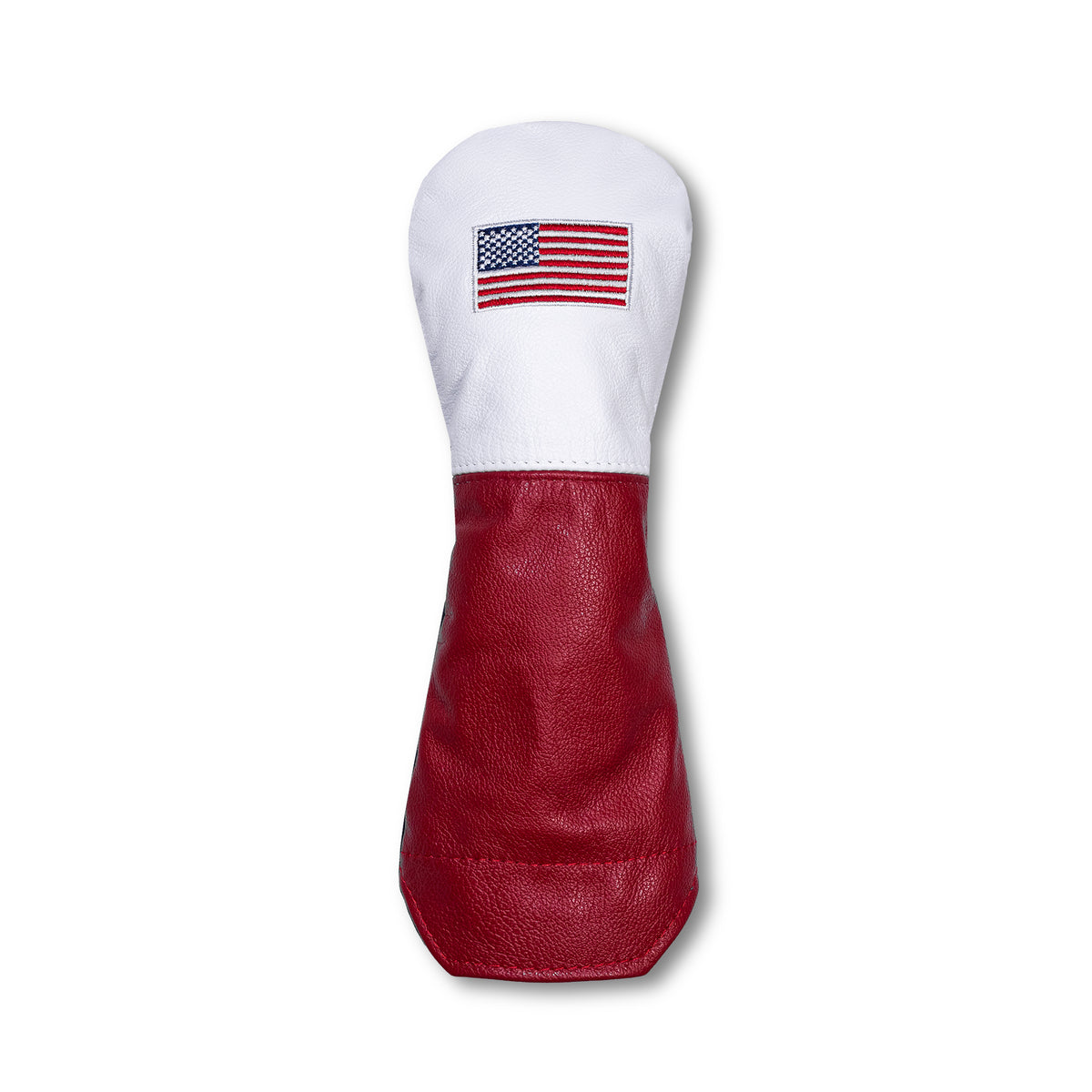 USA Flag French Seam Tradition Leather Headcovers - Hybrid - White Top-Red Bottom-Navy Back