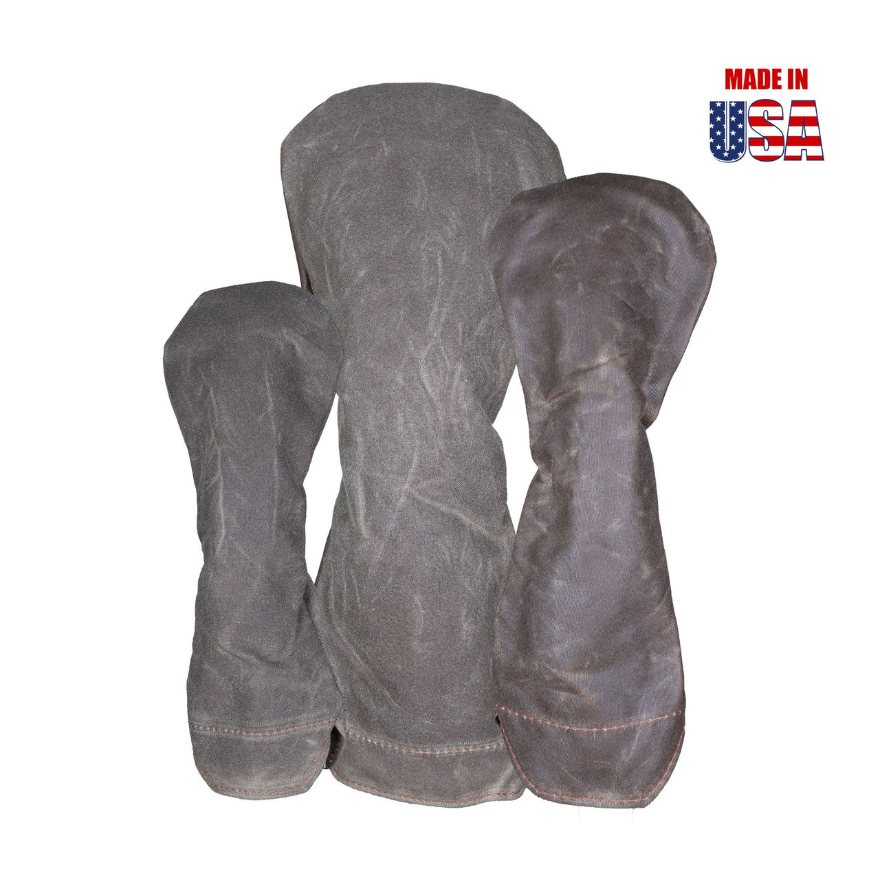 Solid Dark Oak Waxed Canvas Golf Headcovers 4