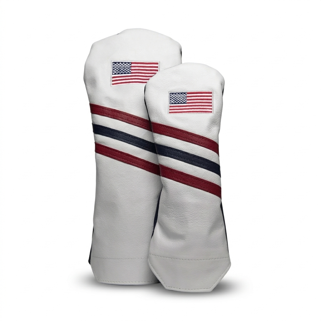USA Flag Three Stripe Leather Headcovers - Winston Collection