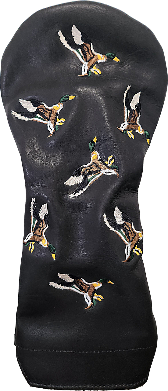 Flying Mallards Pull-Up Leather Driver Headcover Black