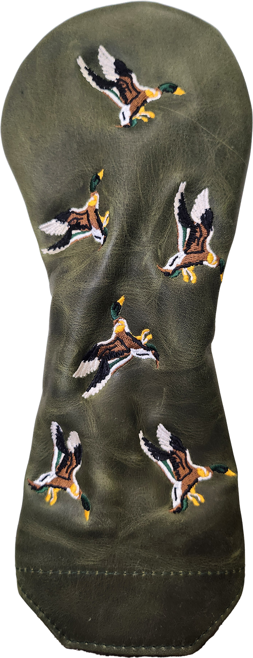 Flying Mallards Pull-Up Leather Fairway Headcover Green