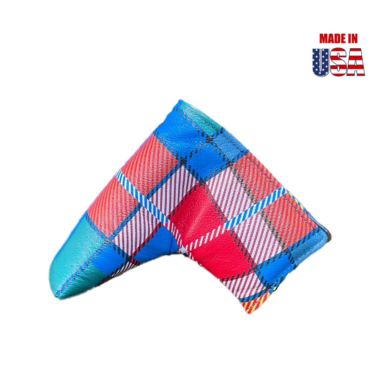 Tartan Plaid-Blue/Green/Red/Orange/Yellow Blade Leather Putter Cover 1