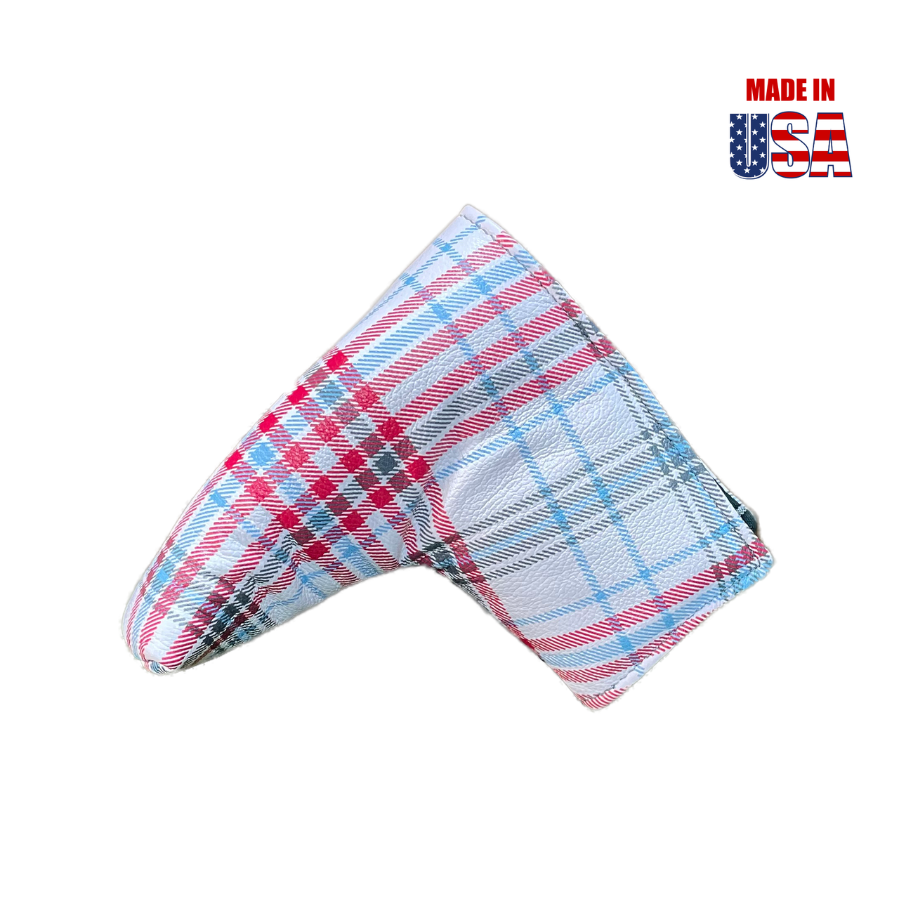 Tartan Plaid-White/Red/Black/Blue Digital Print Leather Putter Cover 2