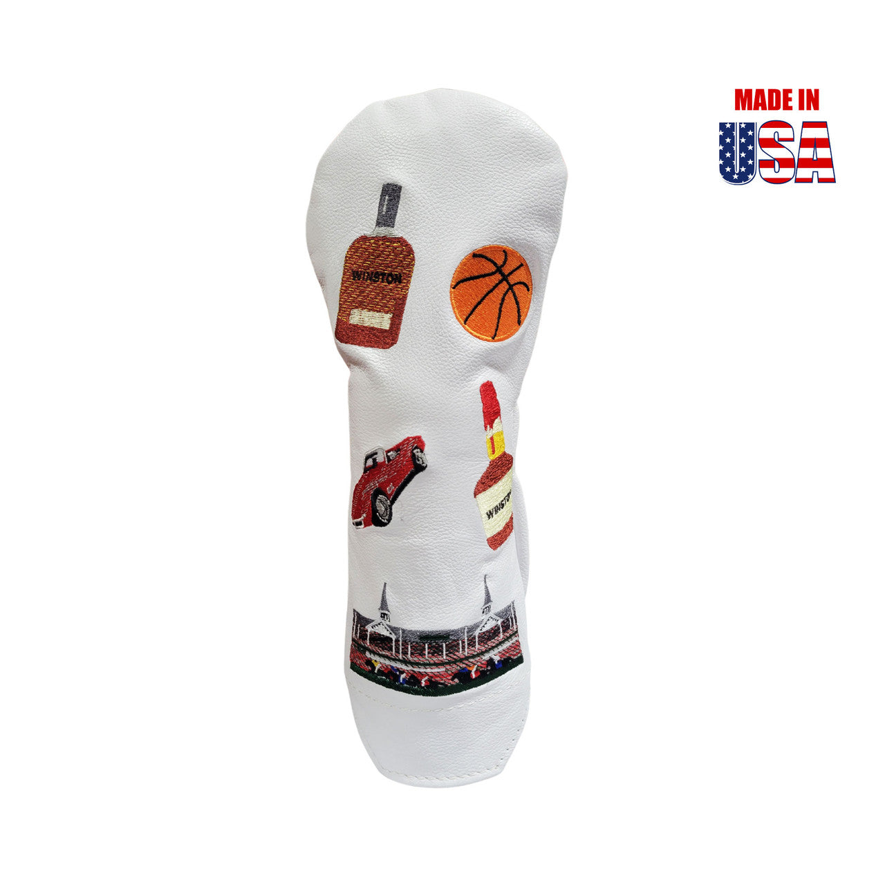 Kentucky Icon Logos on White American Leather Fairway Cover Front 1 winstoncollection.com