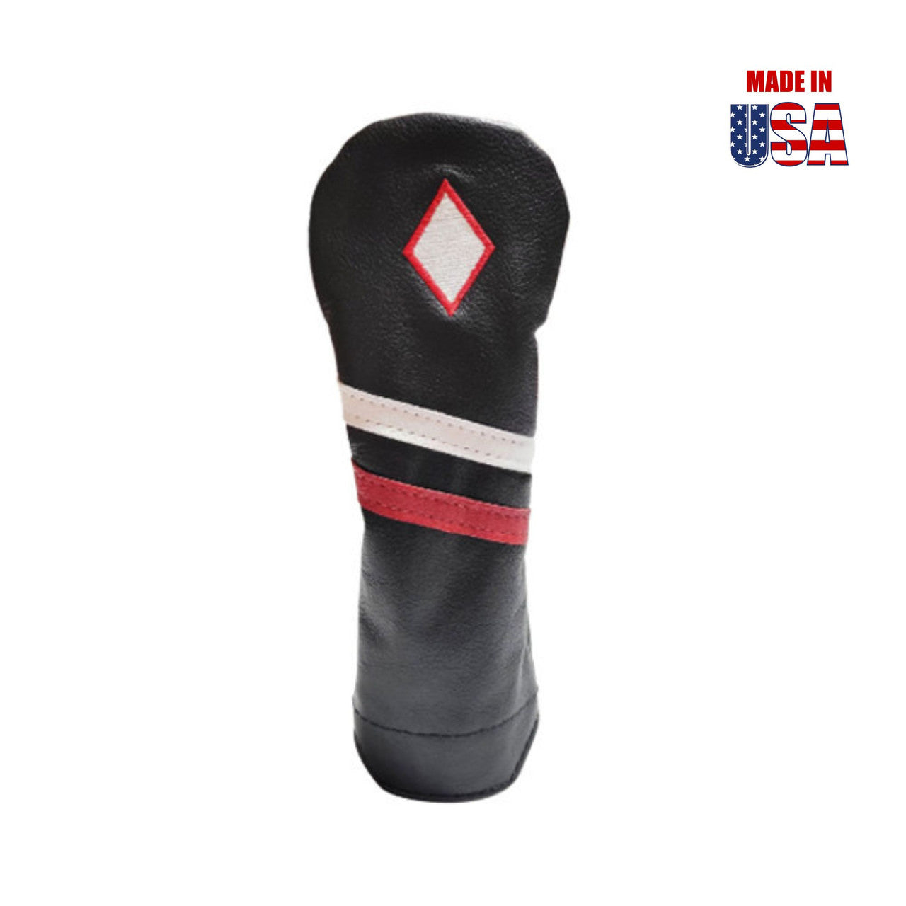 #Diamond Hybrid Black with White/Red Stripe White Embroidery with Red Outline