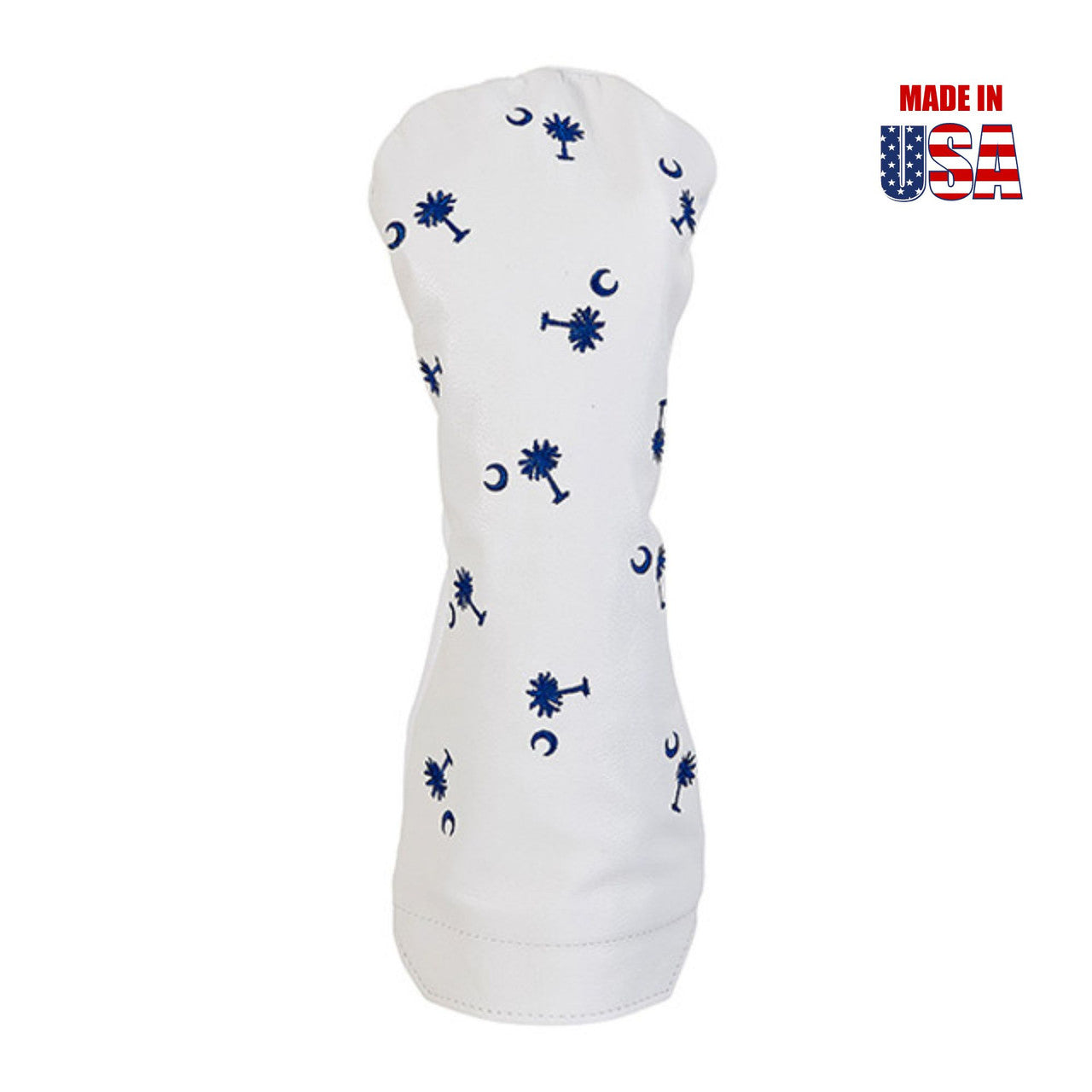 White American Leather with Ocean Blue Embroidery of the Palmetto Crescent, South Carolina