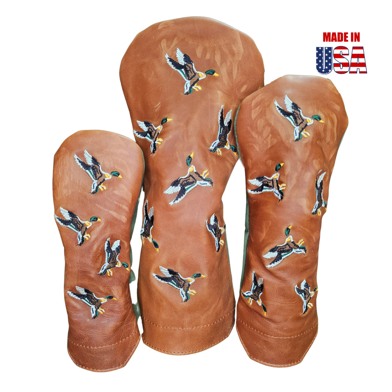 Flying Mallards Pull-Up Leather Headcover Group set