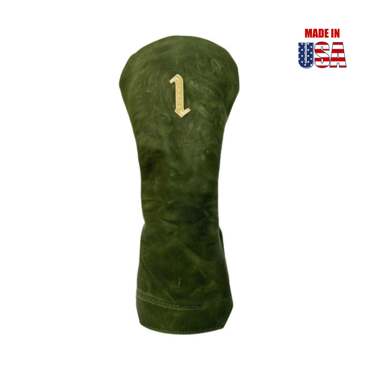 Driver in Forest Green Pull-Up Leather with White Embroidery