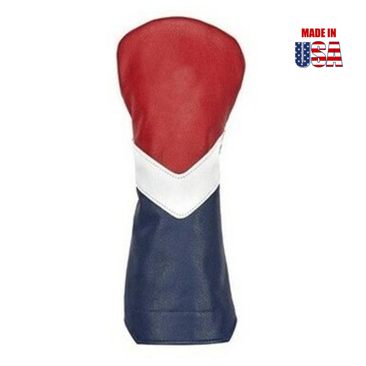 Red Top, Navy Bottom, White V-Stripe, White Back