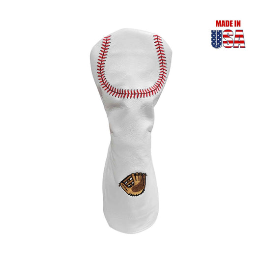 Baseball Logo's on FairwayHeadcover in White American Leather
