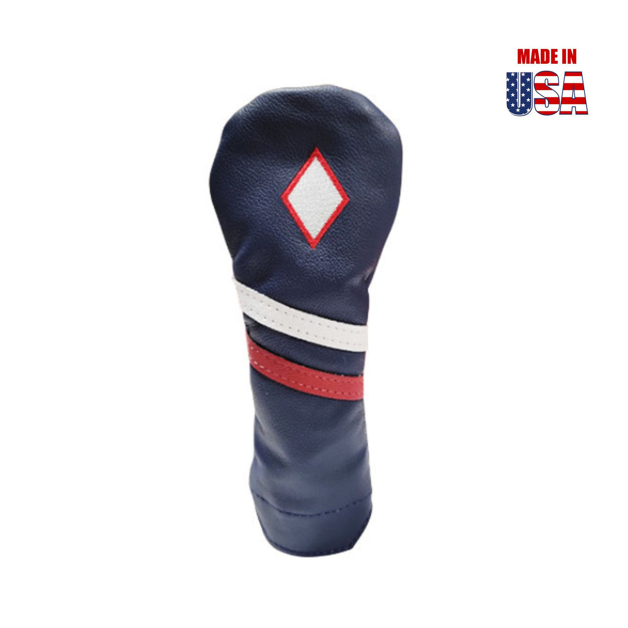#Diamond Hybrid Navy with White/Red Stripe White Embroidery with Red Outline