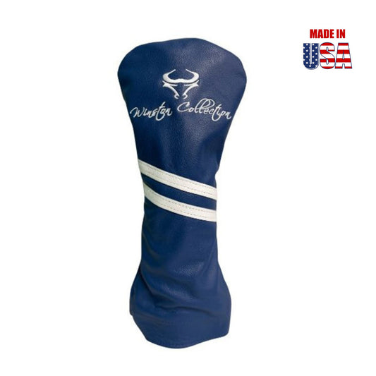 Ocean Blue American Leather w/White Stripes Driver Headcover, Winston Logo