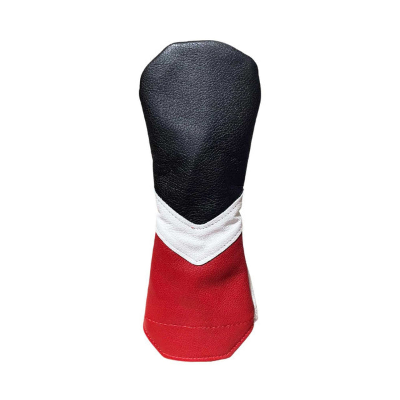 Stymie Stripe Traditional Leather Golf Headcovers - Hybrid - White with Navy V-Stripe