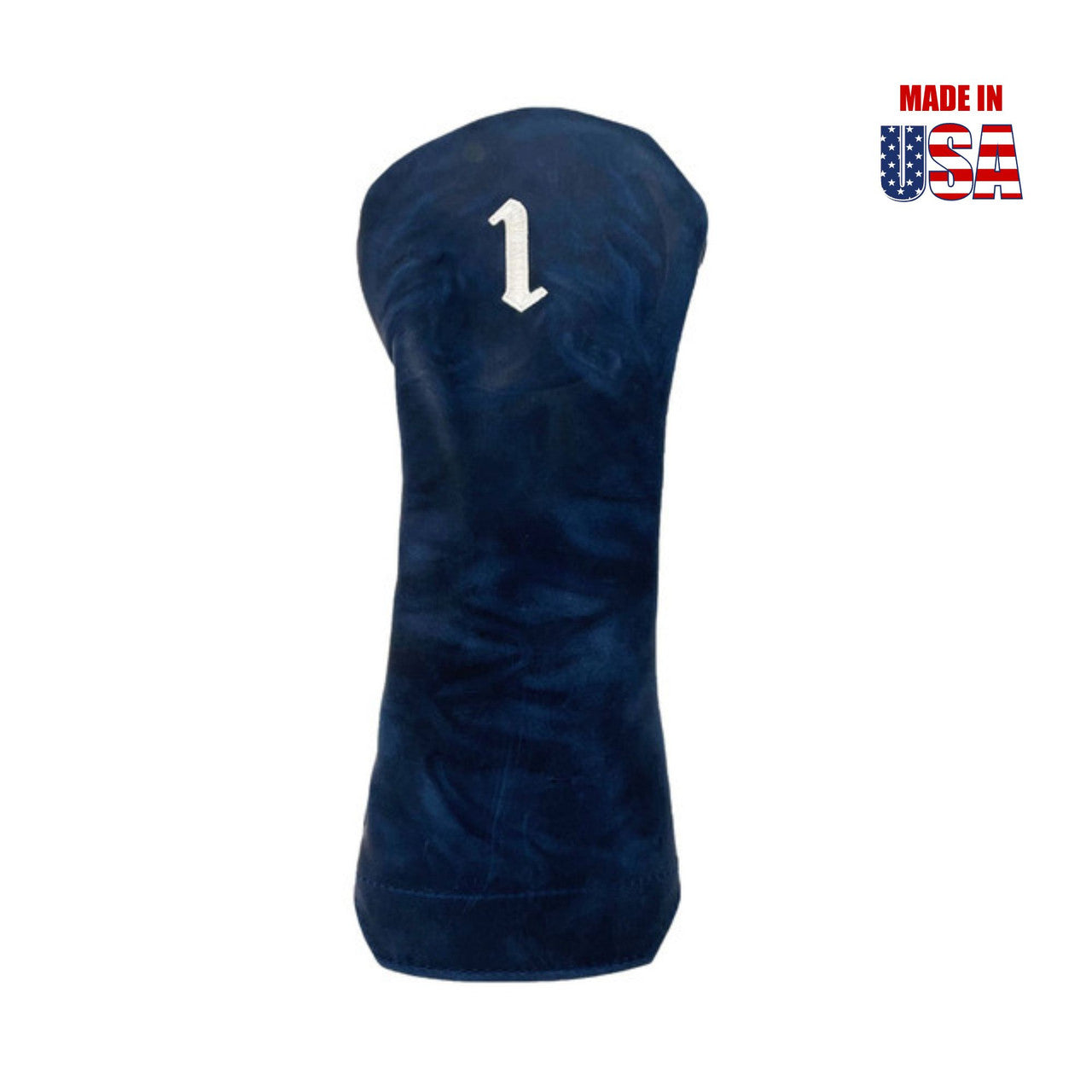Driver in Navy Blue Pull-Up Leather with White Embroidery