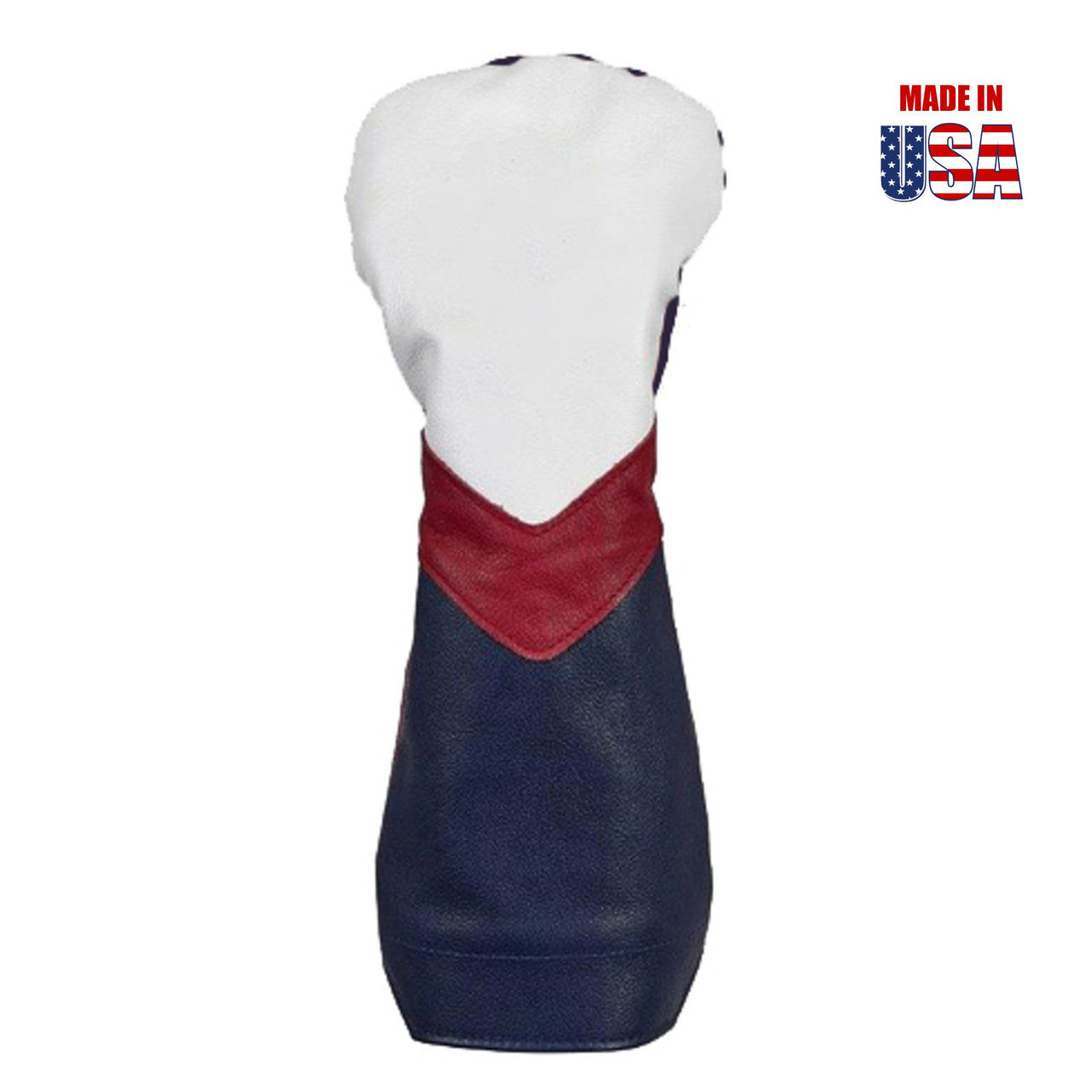 White Top, Navy Bottom, Red V-Stripe, White Back