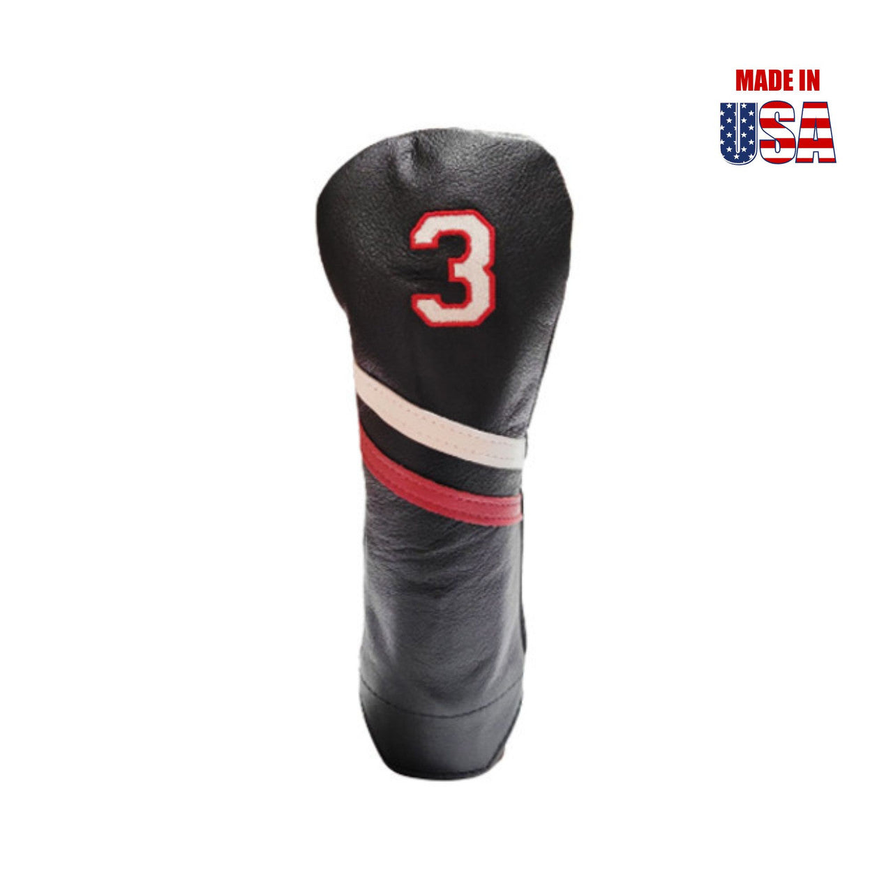 #3 Fairway Black with White/Red Stripe White Embroidery with Red Outline
