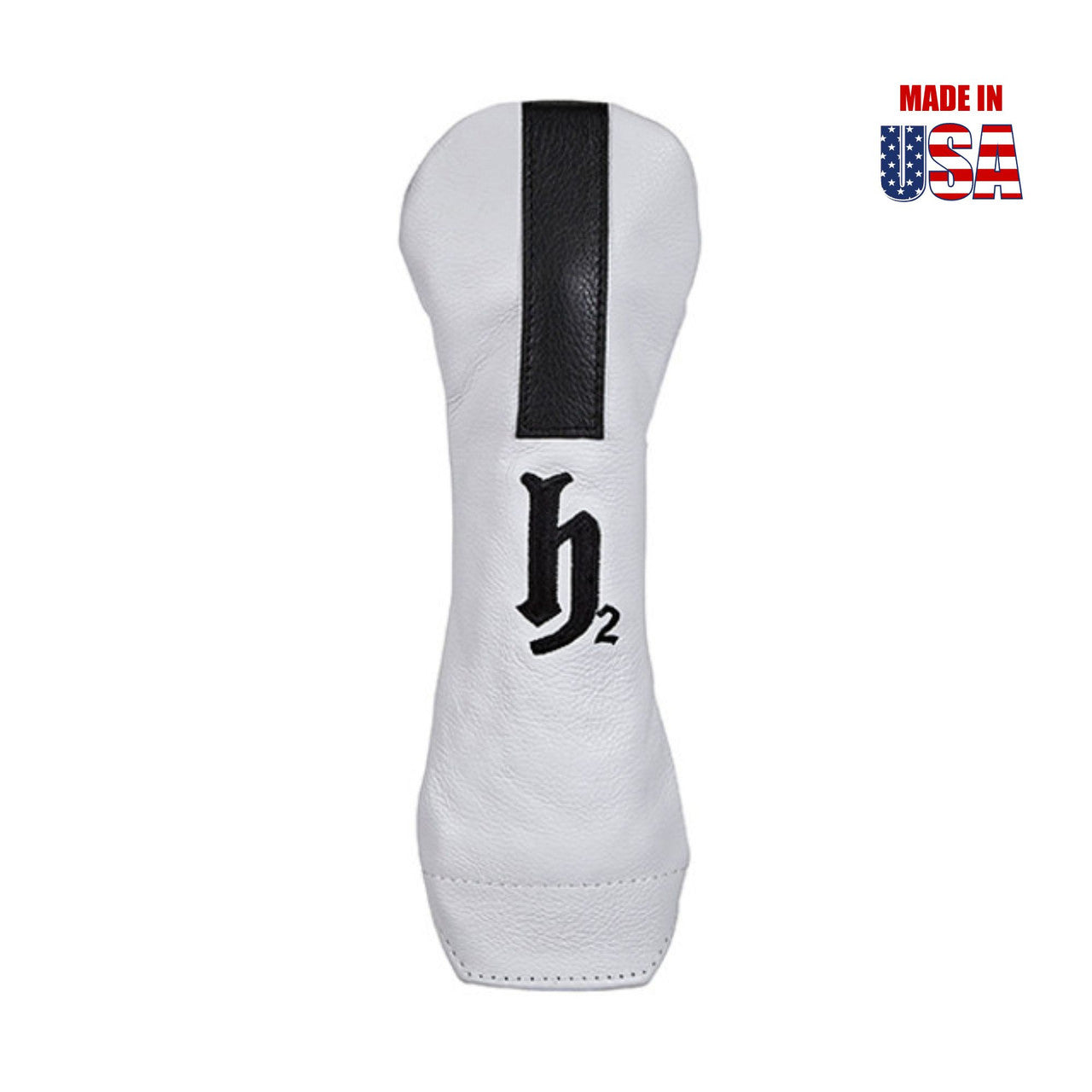 H2 Hybrid in White American Leather with Black Racing Stripe and Black Embroidery