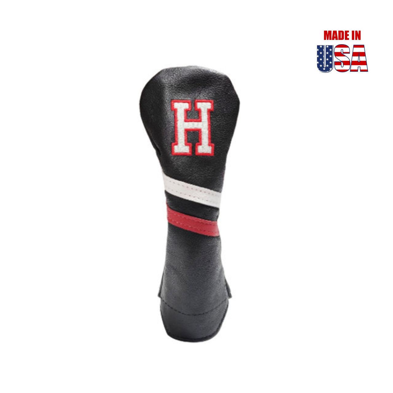 #H Hybrid Black with White/Red Stripe White Embroidery with Red Outline