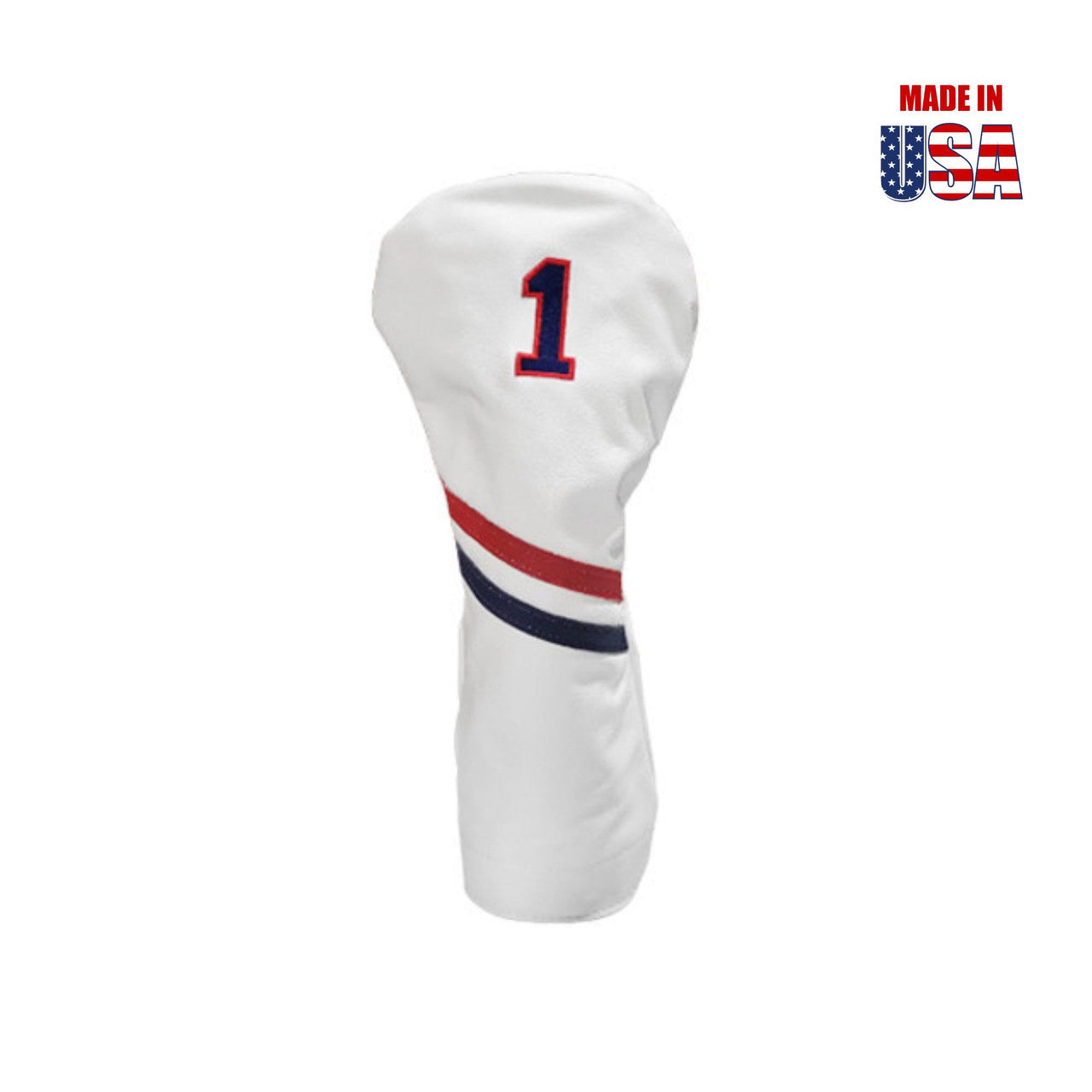 Driver White with Red/Navy Stripe Navy Embroidery with Red Outline