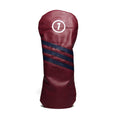 Three Stripe Circle One Leather Driver Headcovers - Cardinal Front with 3 Navy Stripes-Navy Back