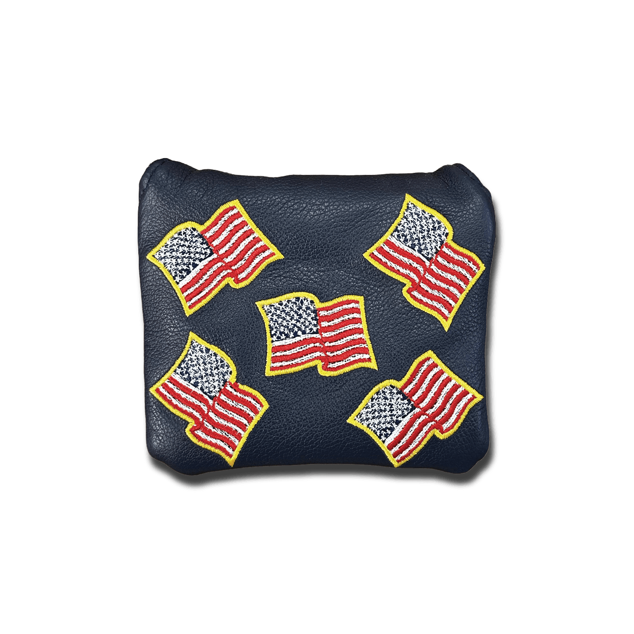 American Flags with Gold Outline Leather Mallet Headcovers - Navy Blue